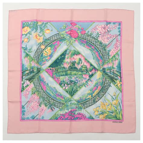 Pink & Multicolor 'Giverny' Silk Scarf 90 